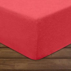 Terry bed sheet with rubber (Red)